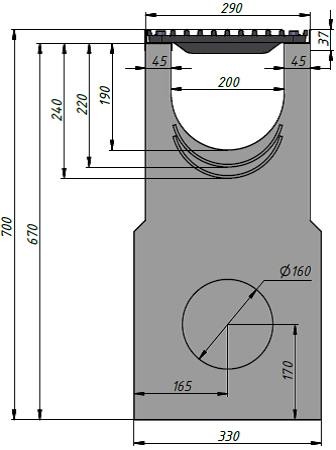 Схема: Пескоуловитель SUPER DN200, вид спереди