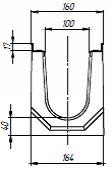 Чертеж: лоток BetoMax Drive DN100, кл. C (каскад, вид спереди)