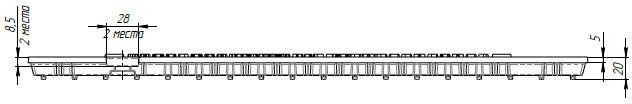Чертежный вид сбоку: решетка Drive РВ-10.15.50-щель-ВЧ-ЩЗ , кл. С