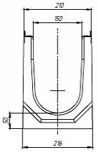 Чертеж: лоток BetoMax Drive DN150, кл. C (каскад, вид спереди)