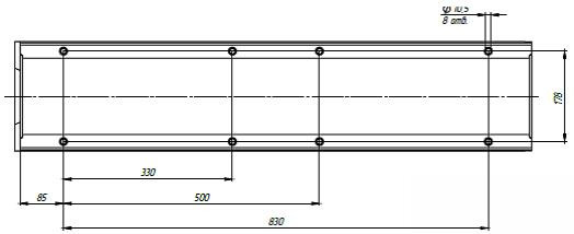 Чертеж: лоток BetoMax Drive DN150, кл. D,E (каскад, вид сверху)