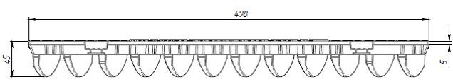 Чертежный вид сбоку: решетка Drive РВ-15.20.50-шина-ВЧ, кл. E