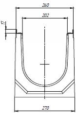 Чертеж: лоток BetoMax Drive DN200, кл. DE (каскад, вид спереди)