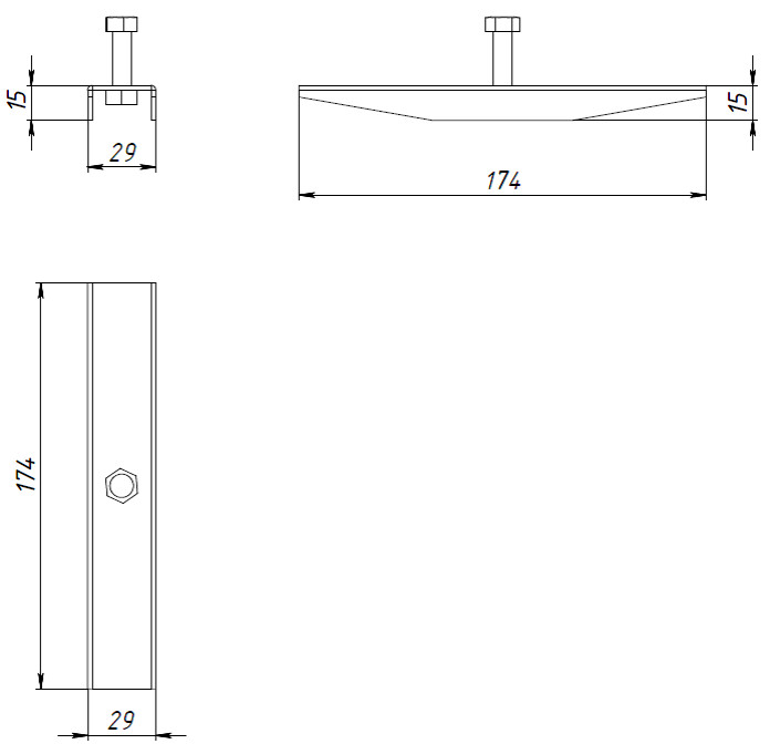 Чертеж фиксатора решетки для комплекта DN150 Чертеж крепежа решетки DN150