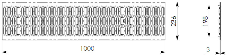 Схема: Решетка Gidrolica Standart DN200 стальная оцинкованная, кл. A15
