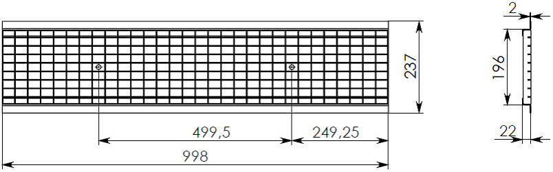 Схема решетки Gidrolica Standart DN200 стальная ячейка, кл. B125