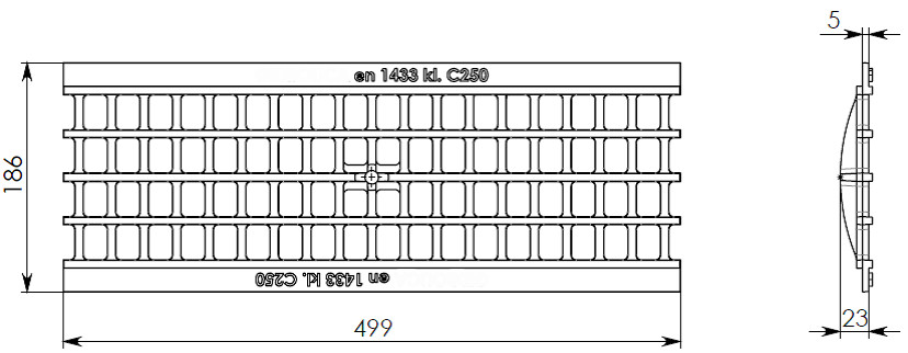 Чертеж чугунной ячеистой решетки DN150