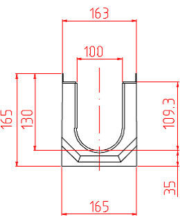 Чертеж сборного лотка DN100 H165