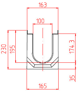 Чертеж сборного лотка DN100 H230