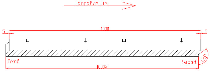 Чертеж: Железобетонный лоток DN100 с уклоном, высота 110-115 вектор