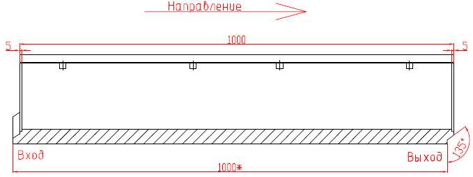 Чертеж: Железобетонный лоток DN100 с уклоном, высота 255 вектор