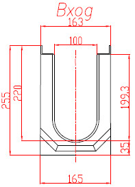 Чертеж: Железобетонный лоток DN100 каскад, высота 255 вход
