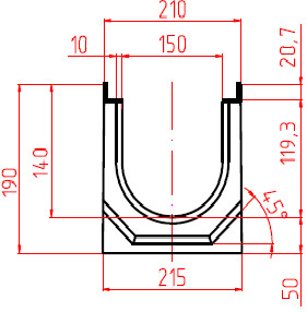 Чертеж сборного лотка DN150 H190 кл. E