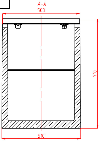 Схема сбоку: пескоуловитель железобетонный DN150 H710