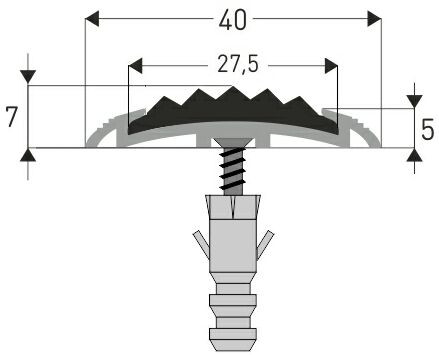 Чертеж: алюминиево-резиновая накладка на ступени 40 мм