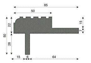 Чертеж: резиновая накладка 50 мм для плитки 