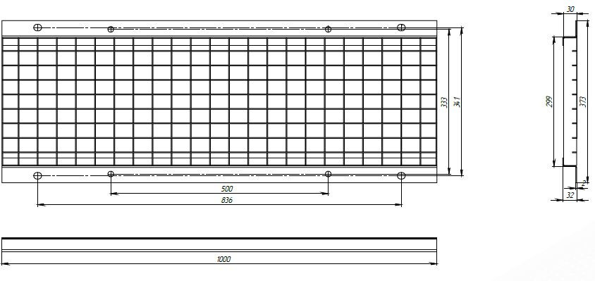 Схема решетки: Basic РВ-30.37.100 ячеистая стальная