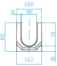 Чертеж бетонного лотка ЛВБ Plus 100 H105