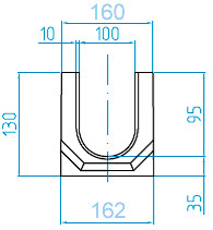 Чертеж бетонного лотка ЛВБ Plus 100 H130