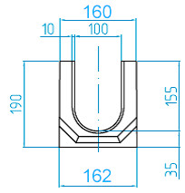 Чертеж бетонного лотка ЛВБ Plus 100 H190