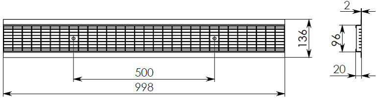 Схема решетки стальной ячеистой Standart DN100 В125