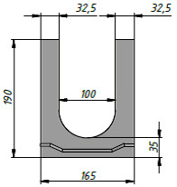 Чертеж бетонного лотка Standart 100 H190