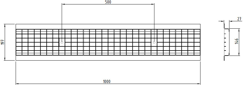 Схема решетки стальной ячеистой Standart DN150 В125