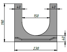 Чертеж бетонного лотка ЛВБ Standart 150 H190