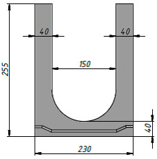 Чертеж бетонного лотка ЛВБ Standart 150 H255