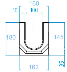 Чертеж бетонного лотка ЛВБ Plus 100 H180