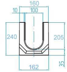 Чертеж бетонного лотка ЛВБ Plus 100 H240