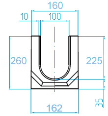 Чертеж бетонного лотка ЛВБ Plus 100 H260