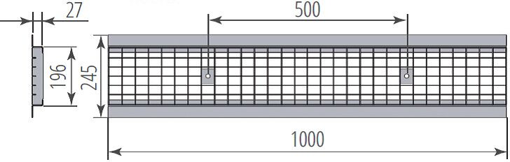 Схема решетки стальной ячеистой Standart DN200 В125