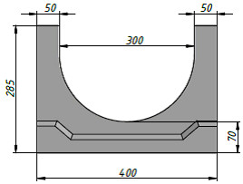 Чертеж бетонного лотка Standart DN300 H285