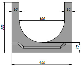 Чертеж бетонного лотка Standart DN300 H335