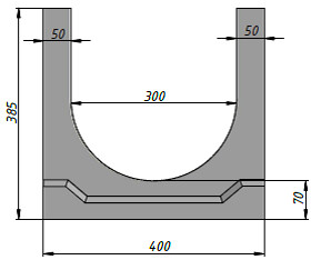 Чертеж бетонного лотка Standart DN300 H385