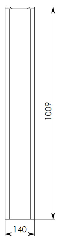 Схема, вид спереди полимерпесчаного лотка DN100 H70