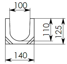 Чертеж полимерпесчаного лотка DN100 H125