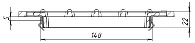 Схема решетки РВЧЯ DN150 C250 с пружинным крепежом защелкой, вид слева