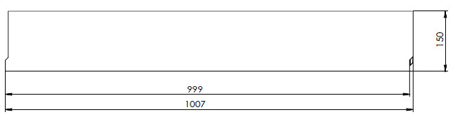 Чертеж лотка DN300 H150, вид спереди