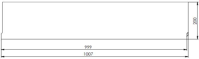 Чертеж лотка DN300 H200, вид спереди