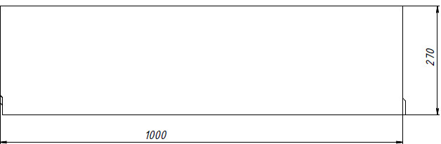 Чертеж лотка СО-300 H270 со стенкой 30 мм, вид спереди