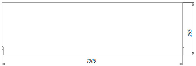 Чертеж лотка СО-300 H295 со стенкой 30 мм, вид спереди