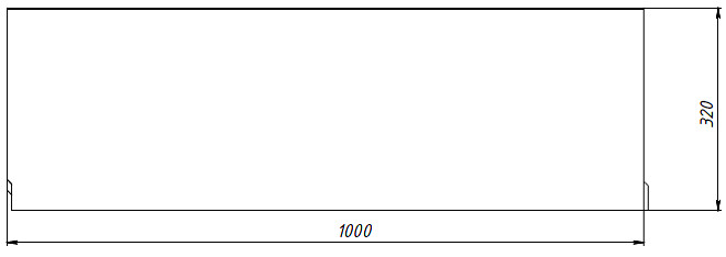 Чертеж лотка СО-300 H320 со стенкой 30 мм, вид спереди