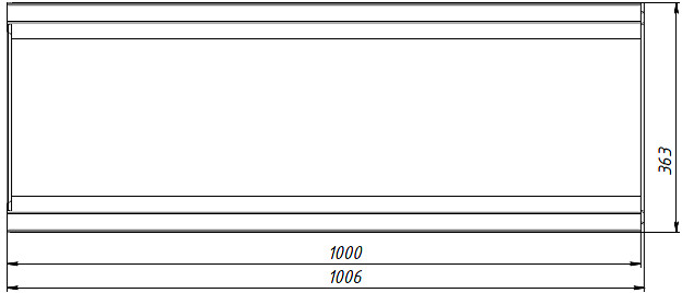 Чертеж лотка СО-300 H320 со стенкой 30 мм, вид сверху