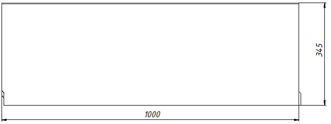 Чертеж лотка СО-300 H345 со стенкой 30 мм, вид спереди
