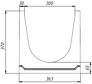 Чертеж лотка СО-300 H370 со стенкой 30 мм