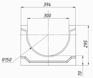 Чертеж лотка СО-300 H295 со стенкой 47 мм