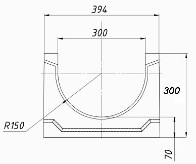 Чертеж лотка СО-300 H300 со стенкой 47 мм