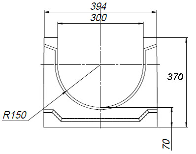 Чертеж лотка СО-300 H370 со стенкой 47 мм